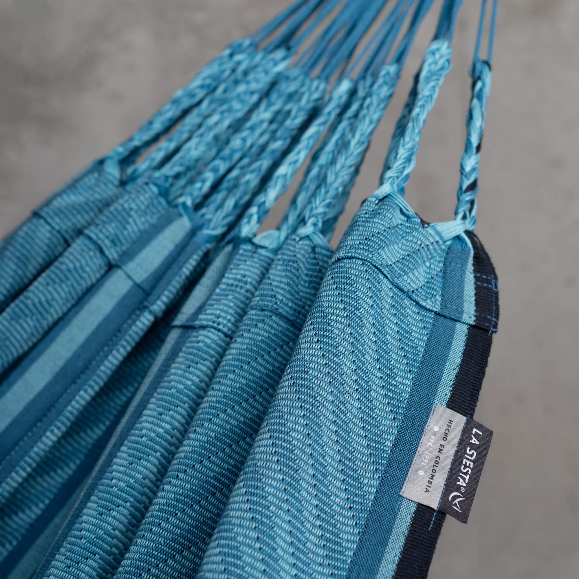 Nautico Colombia Anthracite Blue Zebra - Double Size Hängematte aus Bio-Baumwolle mit Gestell aus verzinktem Stahl - Image 4