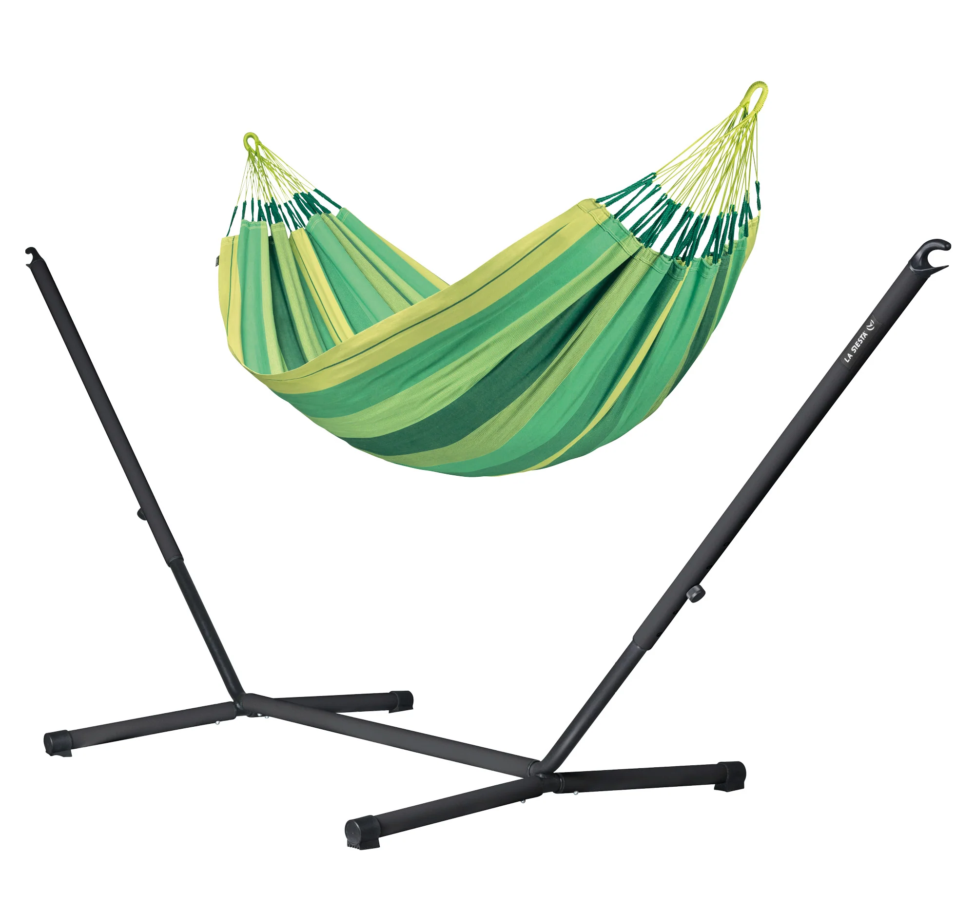 Nautico Organic Anthracite Jungle - Single Size Hängematte aus Bio-Baumwolle mit Gestell aus verzinktem Stahl