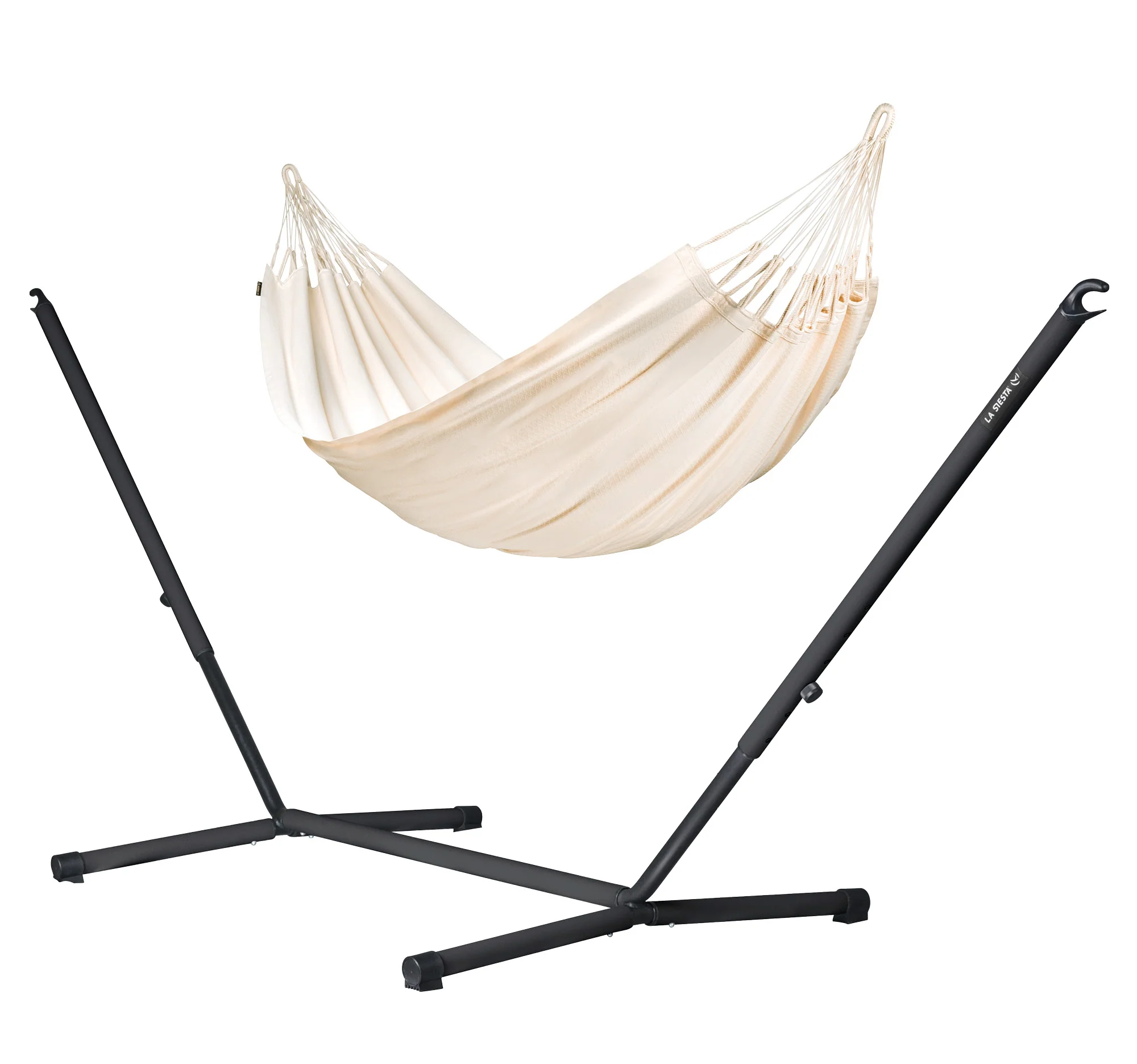 Nautico Organic Anthracite Latte - King Size Hängematte aus Bio-Baumwolle mit Gestell aus verzinktem Stahl